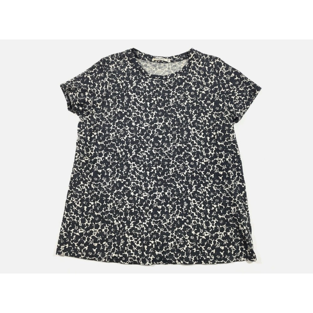 Marine Layer Swing Crew Tee Shirt Small Abstract Floral T shirt Black White Top